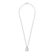 Collana catena grumetta con piastrina quadrata pendente