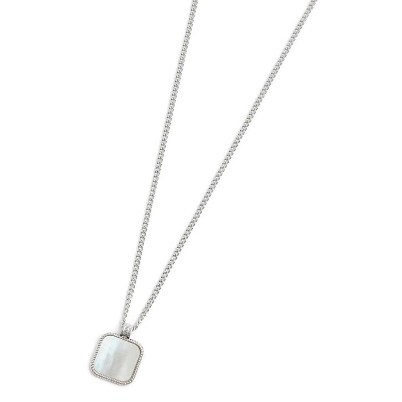 Collana catena grumetta con piastrina quadrata pendente