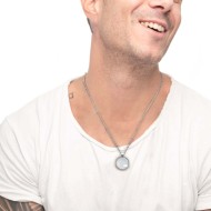 Collana catena grumetta con piastrina tonda pendente