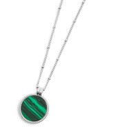 Collana catena grumetta con piastrina tonda pendente