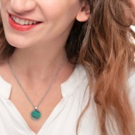 Collana catena grumetta con piastrina tonda pendente