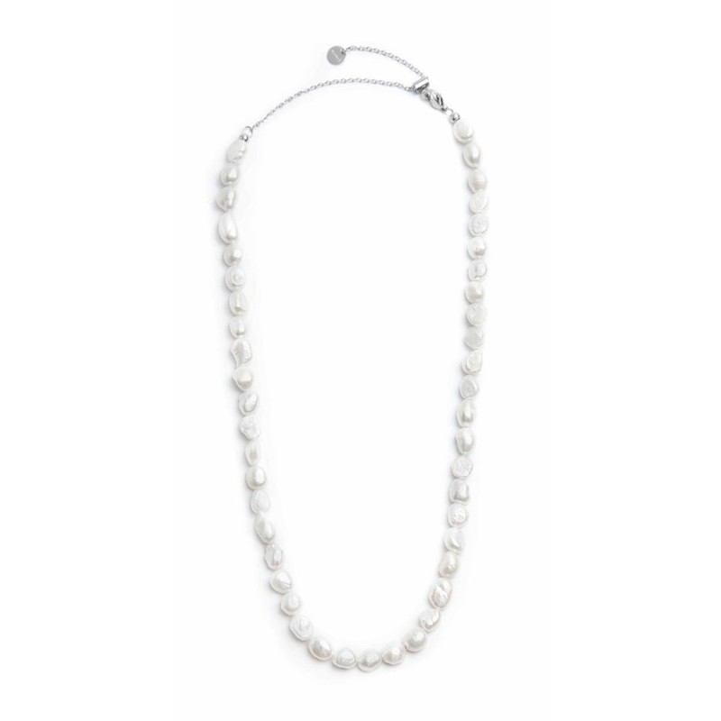 Collana con perle di fiume e collana con dischetti di pietre