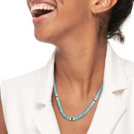 Collana con perle di fiume e collana con dischetti di pietre