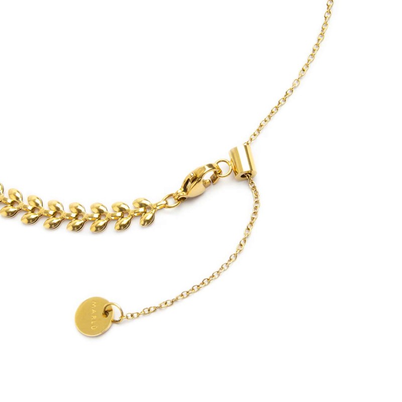 Collana catena a foglia e collana con pietre a rondelle