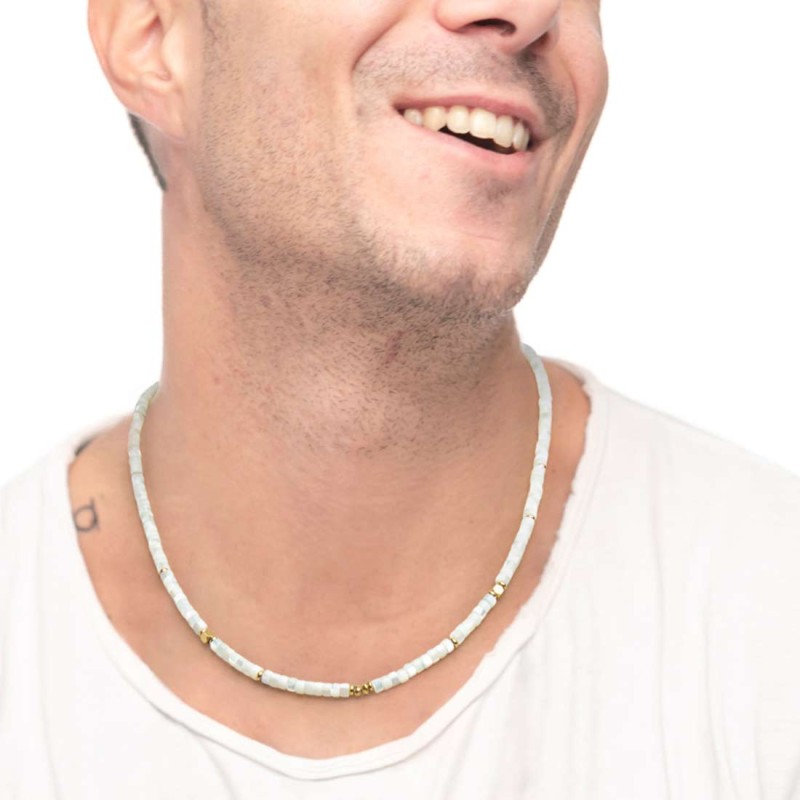 Collana catena a foglia e collana con pietre a rondelle