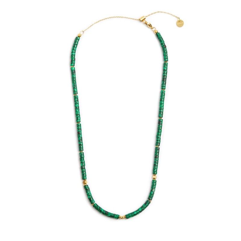 Collana catena a foglia e collana con pietre a rondelle