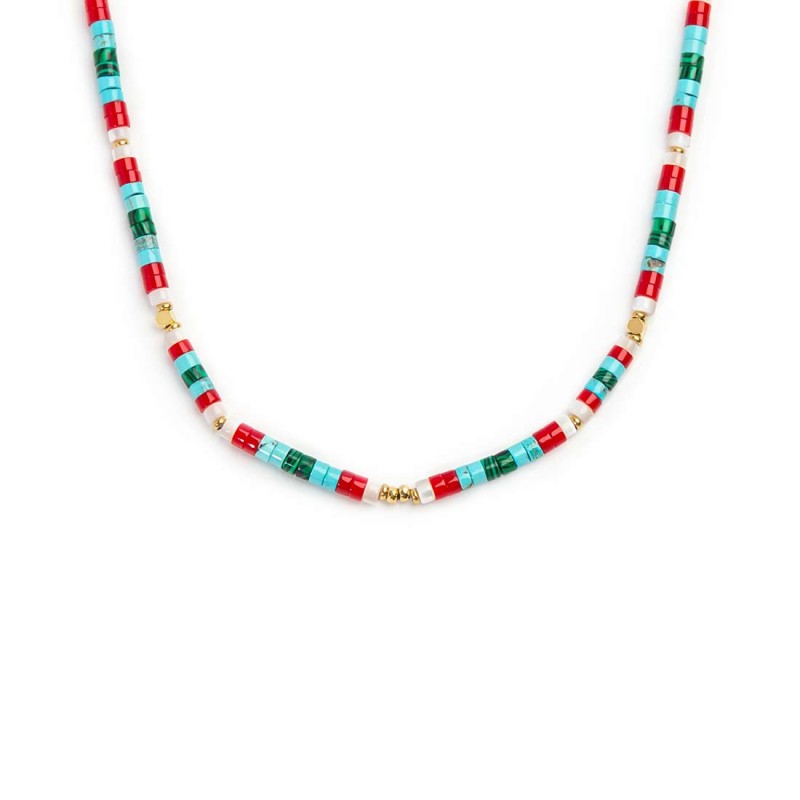 Collana catena a foglia e collana con pietre a rondelle