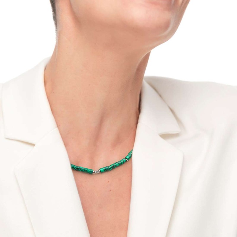 Collana catena a foglia e collana con pietre a rondelle