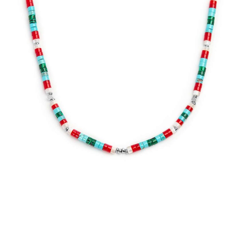 Collana catena a foglia e collana con pietre a rondelle