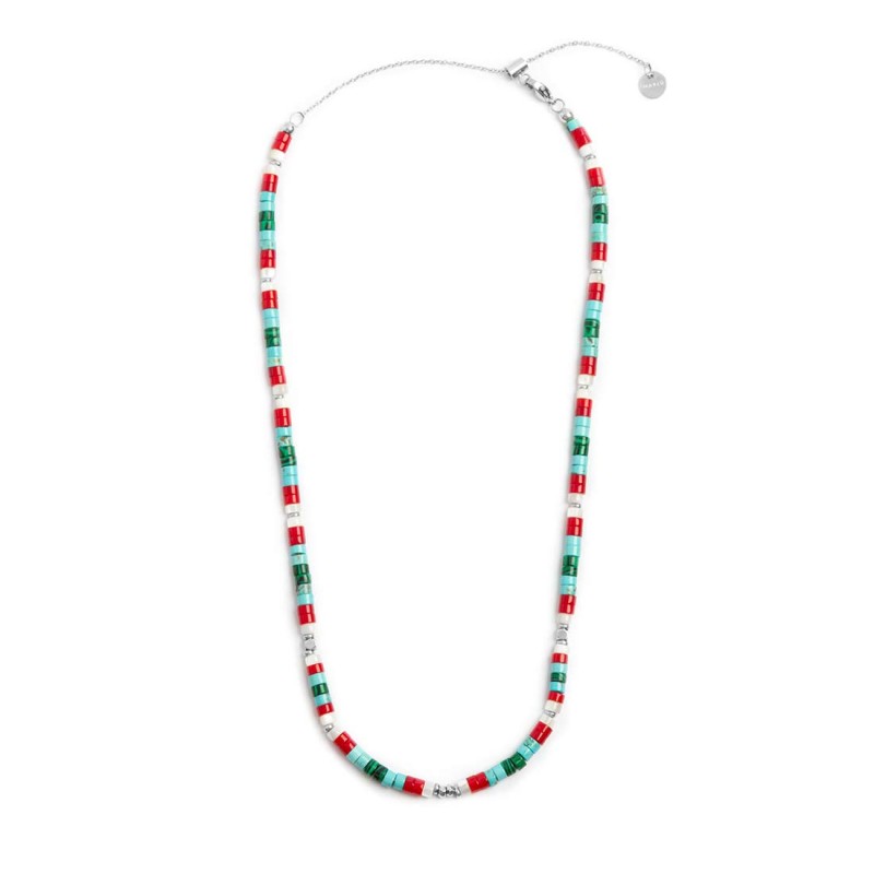 Collana catena a foglia e collana con pietre a rondelle