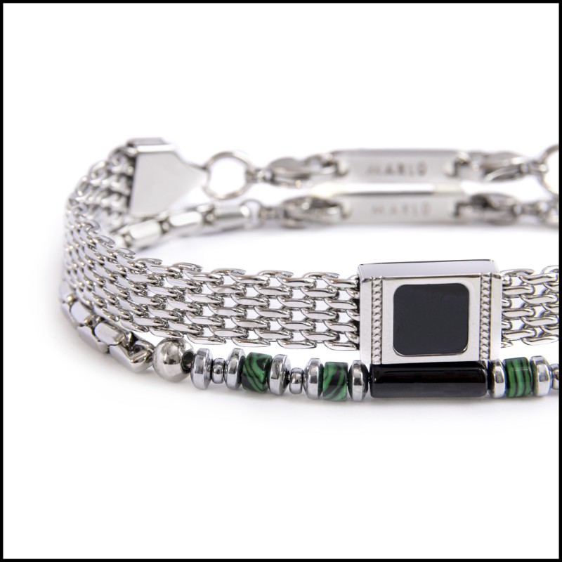 Bracciale elementi in pietra e bracciale con pietra centrale