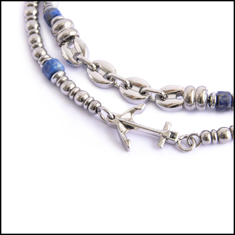 Bracciale con ancora e bracciale con sodalite