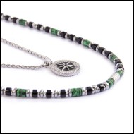 Collana rosa dei venti e collana rondelle in malachite