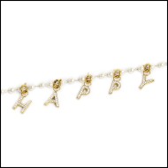 Collana con perle e lettera con cristalli