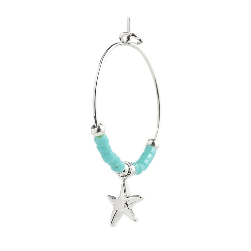 Orecchino a cerchio stella marina e miyuki