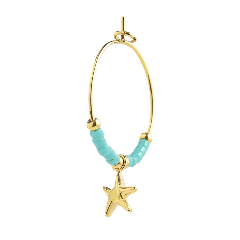 Orecchino a cerchio stella marina e miyuki