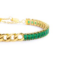 Bracciale tennis cristalli baguette con catena grumetta centrale