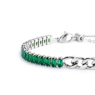 Bracciale tennis cristalli baguette con catena grumetta centrale