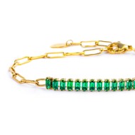 Bracciale catena con tennis cristalli baguette centrali