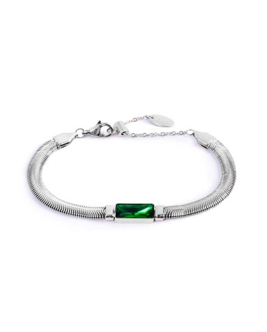 Bracciale catena snake con cristallo baguette centrale