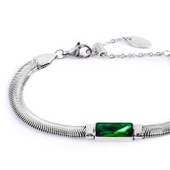 BR ACC CATENA SNAKE E CRISTALLO VERDE