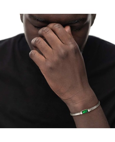 Bracciale catena snake con cristallo baguette centrale