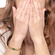 Bracciale catena grumetta con cristallo baguette centrale