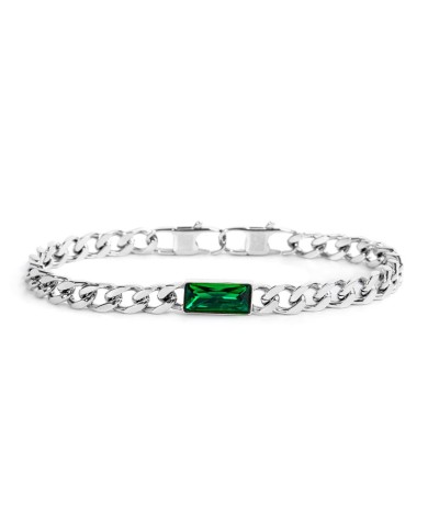 Bracciale catena grumetta con cristallo baguette centrale