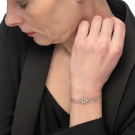 Bracciale doppia catena con serpente e zircone