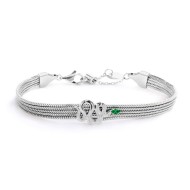 Bracciale catena multifilo con serpente e zircone