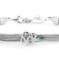 Bracciale catena multifilo con serpente e zircone