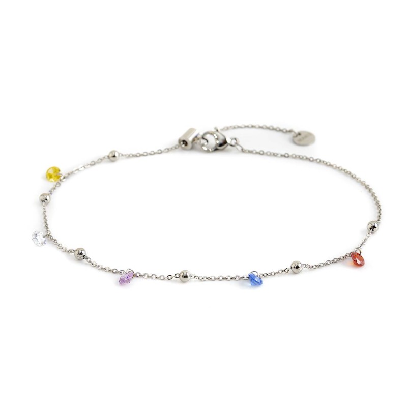 CAVIGLIERA CON CZ TONDI COLORATI E SFERE