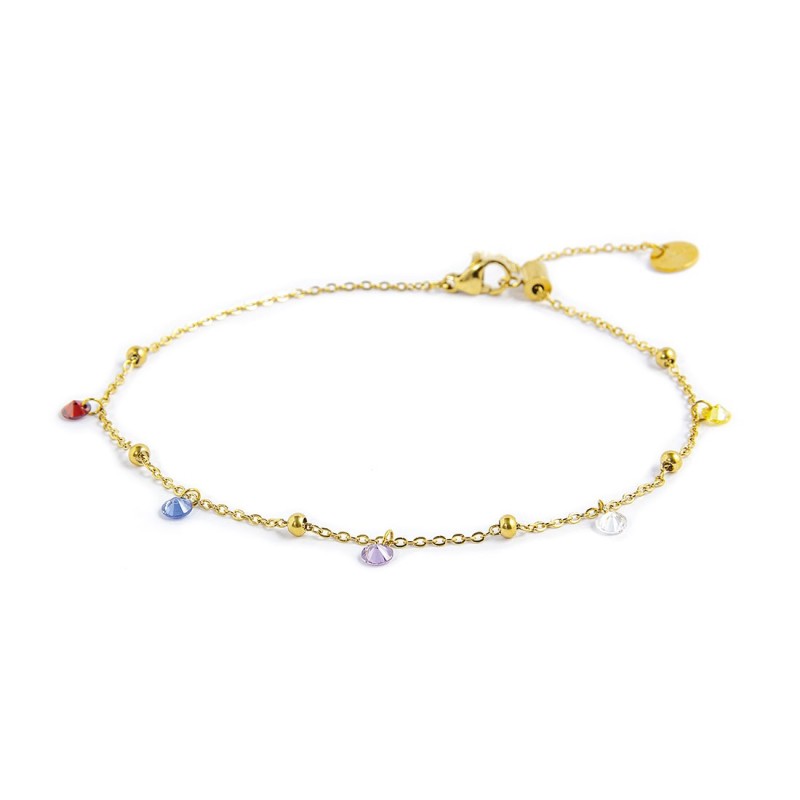 CAVIGLIERA CON CZ TONDI COLORATI E SFERE