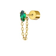 Orecchino a lobo con zircone e catena cross