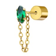 Orecchino a lobo con zircone e catena cross