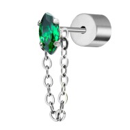 Orecchino a lobo con zircone e catena cross