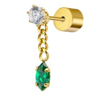 Orecchino a lobo catena grumetta con zirconi