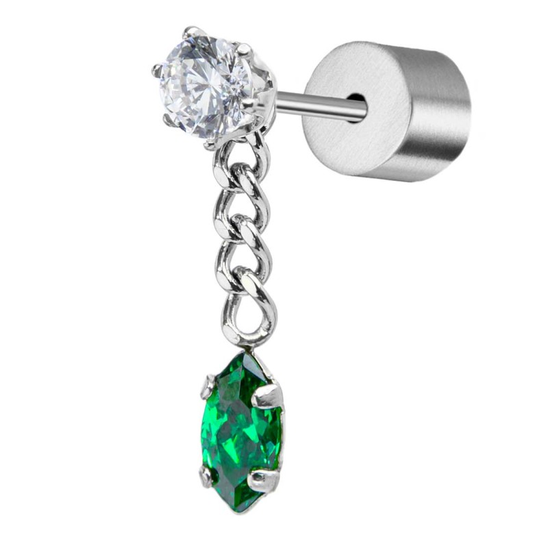 OR MONO ACC CON CRISTALLO VERDE PENDENTE