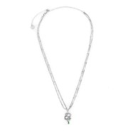 Collana doppia catena snake quadrata con serpente pendente