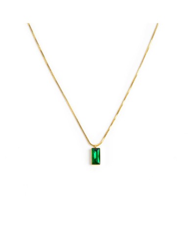 Collana catena snake quadrata cristallo baguette centrale