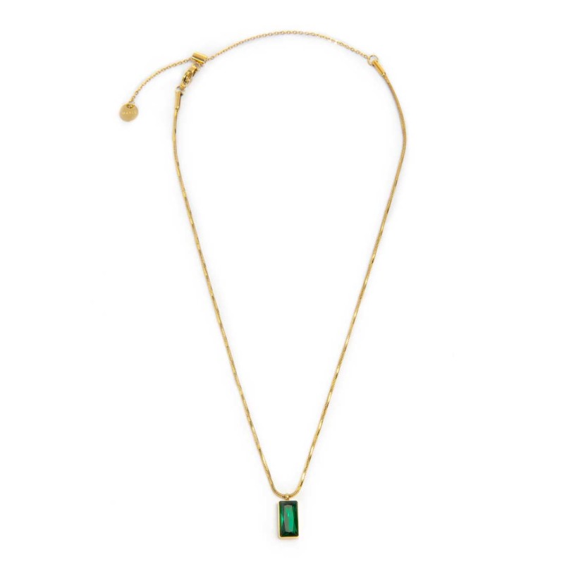 COLLANA CAT SNAKE QUADRATA E PENDENTE CRISTALLO BAGUETTE