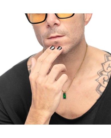 Collana catena snake quadrata cristallo baguette centrale