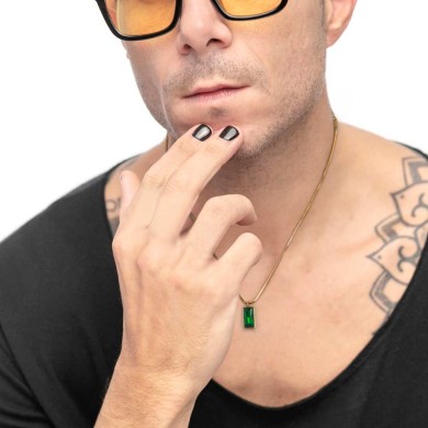 Collana catena snake quadrata cristallo baguette centrale