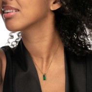 Collana catena snake quadrata cristallo baguette centrale