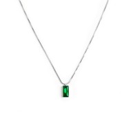 Collana catena snake quadrata cristallo baguette centrale