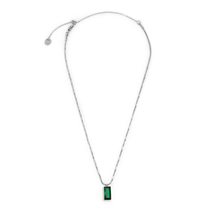 Collana catena snake quadrata cristallo baguette centrale