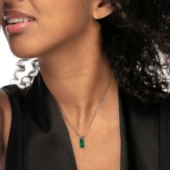 COLLANA CAT SNAKE QUADRATA E PENDENTE CRISTALLO BAGUETTE