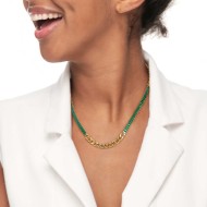 Collana catena grumetta con tennis cristalli baguette