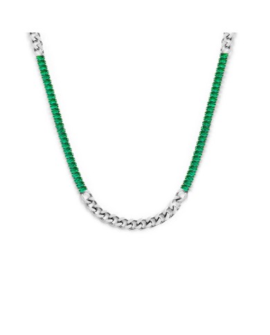 Collana catena grumetta con tennis cristalli baguette