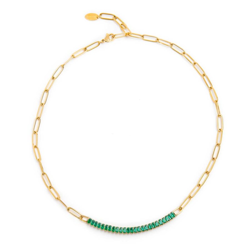 Collana tennis centrale cristalli baguette